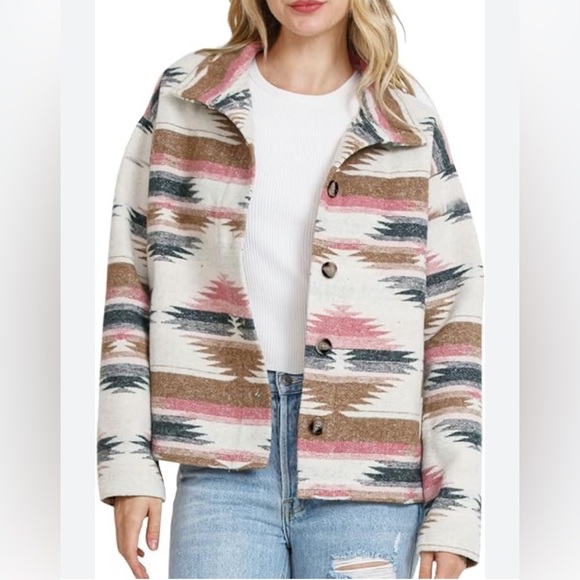 Blue B Collection Aztec Tribal Print Shirt Jacket Shaket. 3X Runs small - Picture 1 of 5